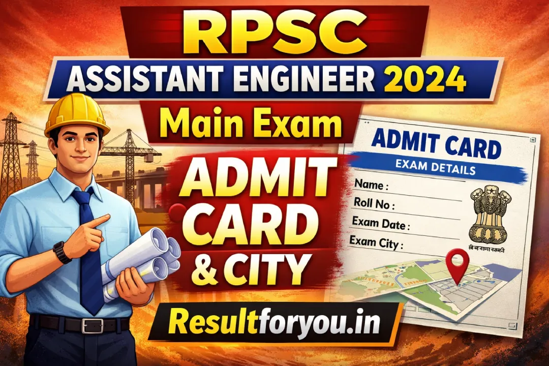 RPSC Assistant Engineer 2024 Main Exam Admit Card & City