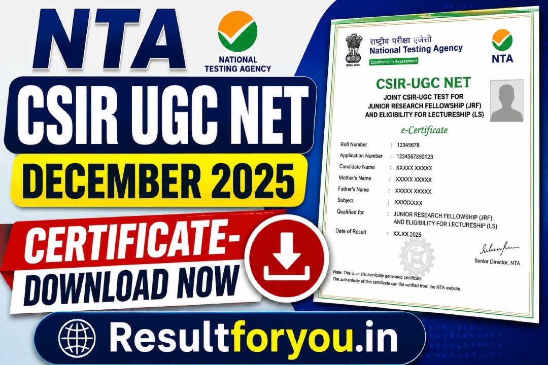 NTA CSIR UGC NET December 2025 Certificate